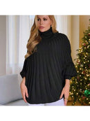 Poncho canelado tricot