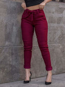 CALÇA FEMININA SOCIAL LYCRA CLOCHARD COM LAÇO