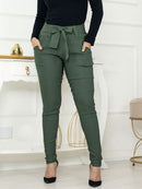 CALÇA FEMININA SOCIAL LYCRA CLOCHARD COM LAÇO