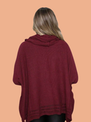 Poncho Feminino Tricot Mousse Liso Gola Alta Casaco Lã Inverno