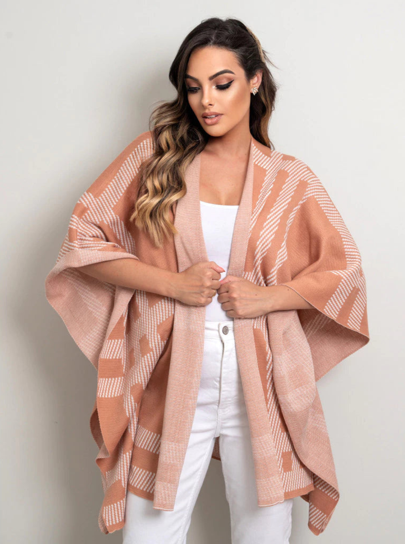 CAPA TRICOT XADREZ COM MANGA ASA DE MORCEGO