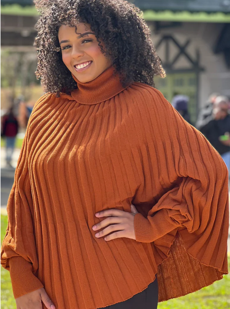 Poncho canelado tricot