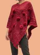 PONCHO TRICOT POMPONS