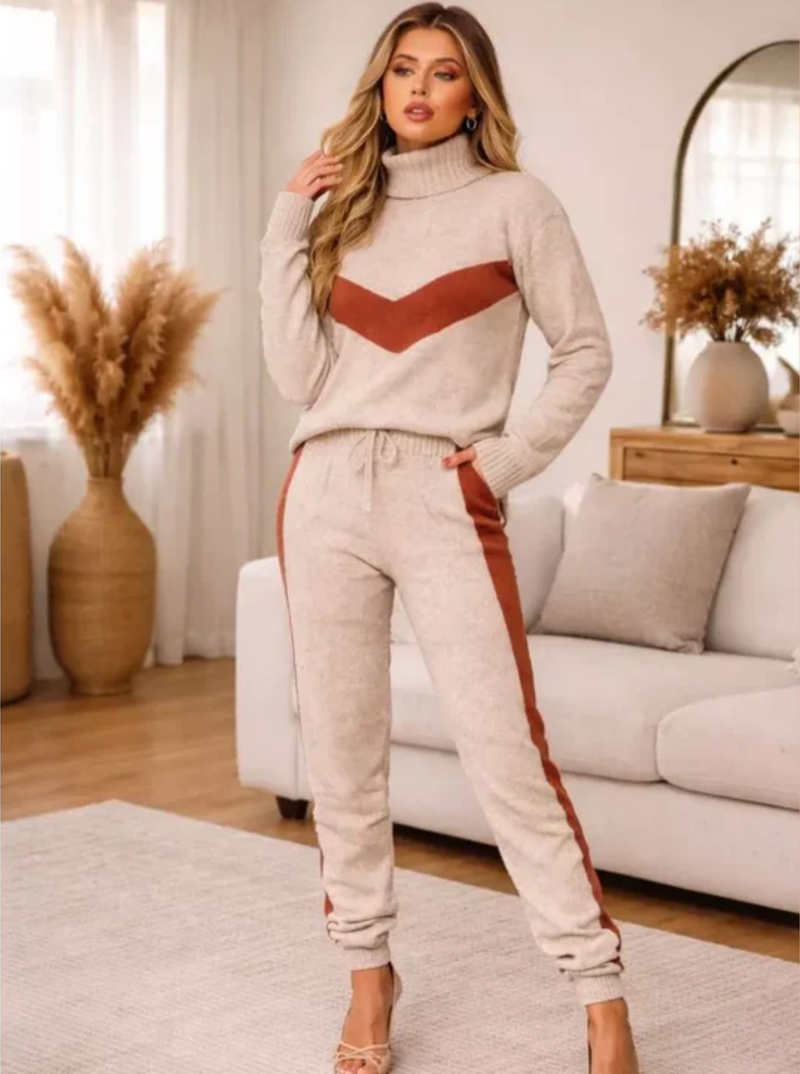 CONJUNTO TRICOT MOUSSE LISTRADO
