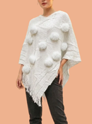 PONCHO TRICOT POMPONS