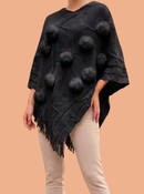PONCHO TRICOT POMPONS