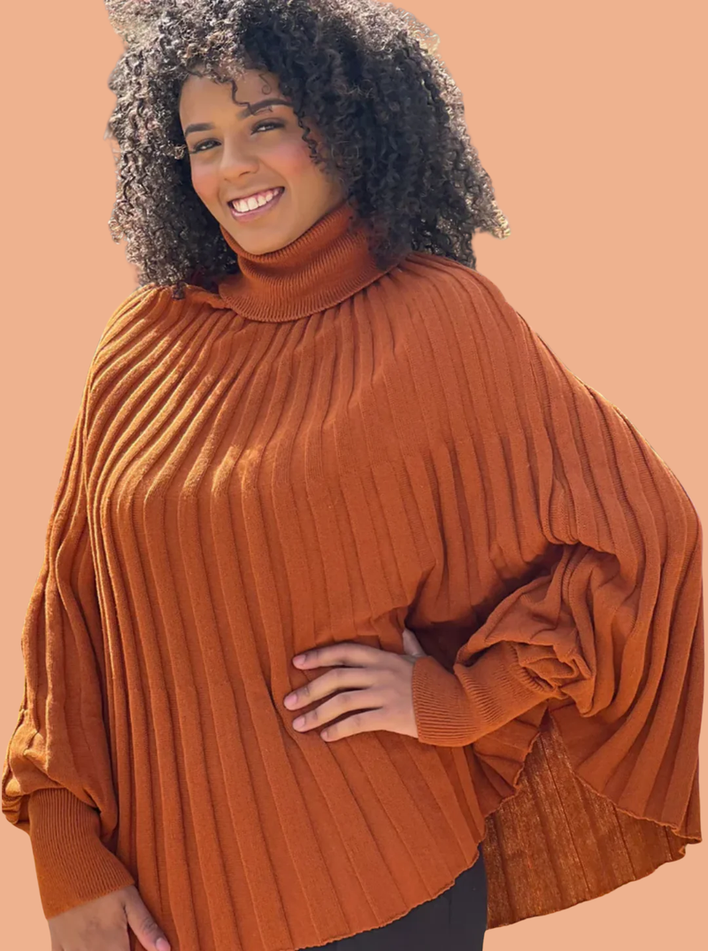 Poncho canelado tricot
