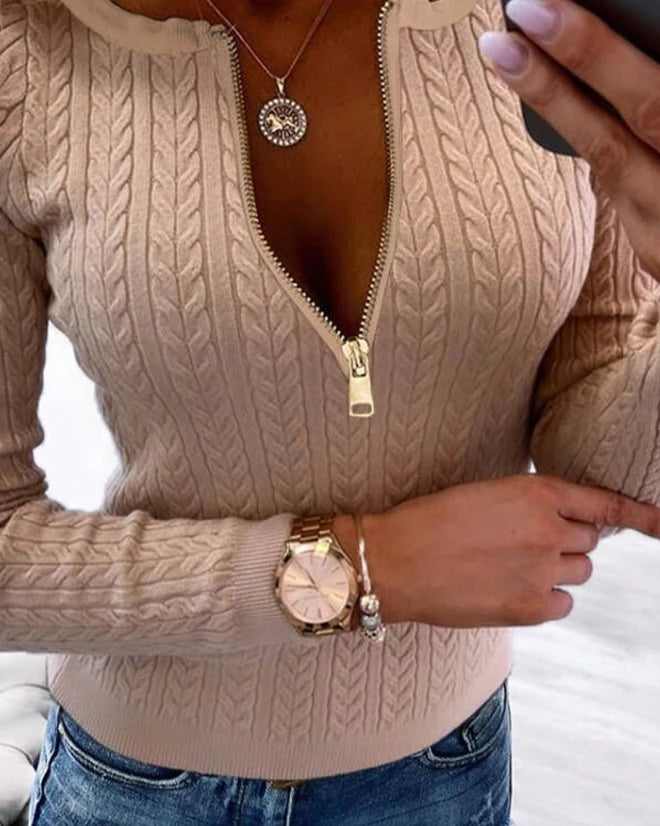 SÚETER FEMININO ZÍPER NA GOLA