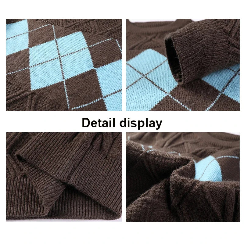Autumn and Winter Men's New Trendy Loose Colored Thickened Warmth Linen Pullover Sweater
