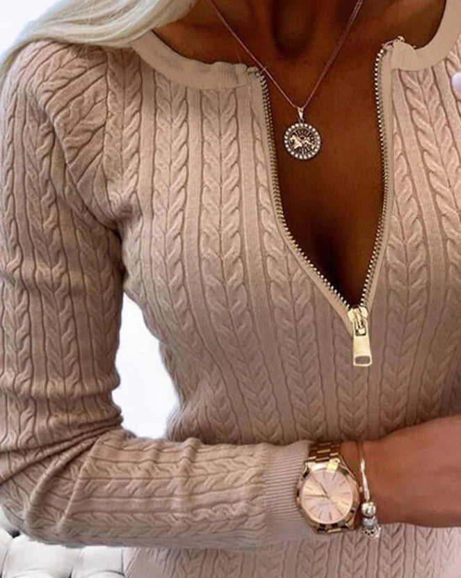 SÚETER FEMININO ZÍPER NA GOLA
