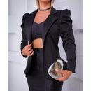 Blazer Feminino Casaquinho Alfaiataria Casaco Social Neoprene Manga bufante