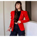 Blazer Feminino Casaquinho Alfaiataria Casaco Social Neoprene Manga bufante