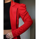 Blazer Feminino Casaquinho Alfaiataria Casaco Social Neoprene Manga bufante