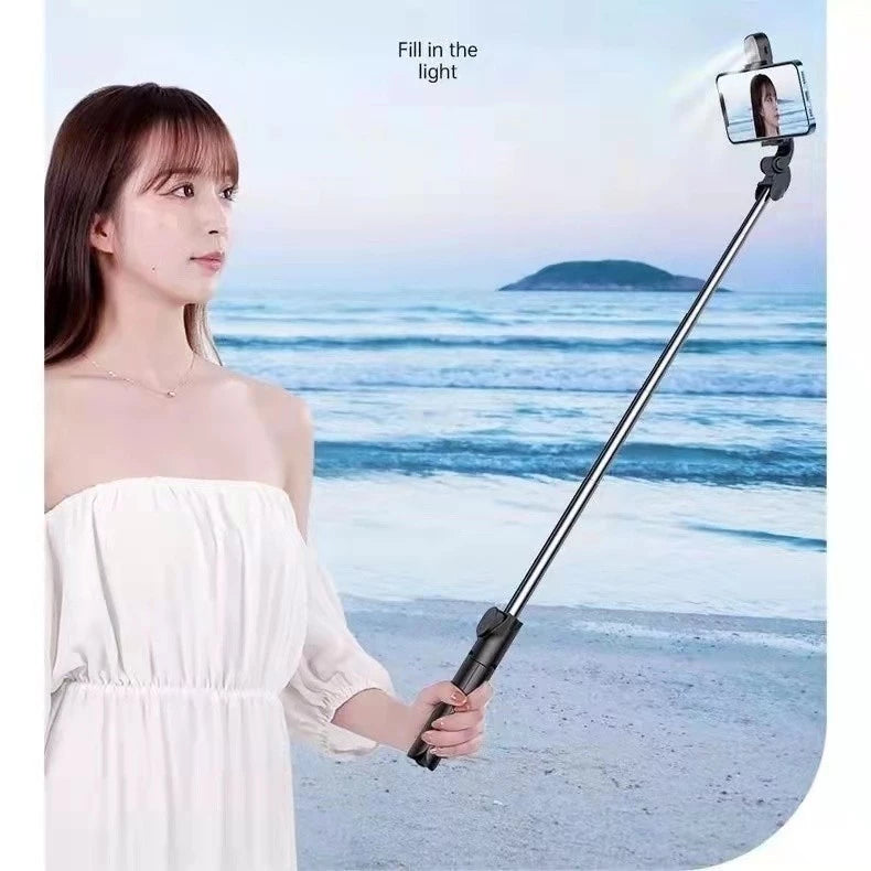 Bastão Pau de selfie Tripé Retrátil Com Luz LED Controle Bluetooth Celular